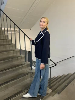 Adele jakke med stitchings - Navy