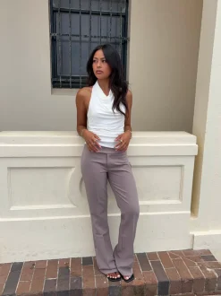 Adelita low waisted suit bukser - Taupe