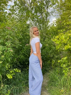 Adina lavtaljede bukser med striber - Blå
