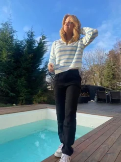 Aino hør bukser - sort