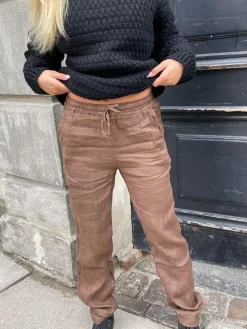 Aino hør bukser brun