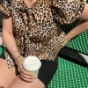 Akari top med pufærmer - Leopard