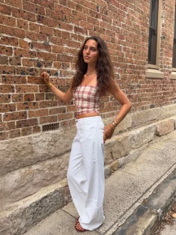 Alaia lavtaljede jeans med lyn detalje - Hvid denim