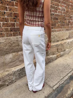 Alaia lavtaljede jeans med lyn detalje - Hvid denim