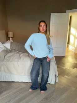 Alaia lavtaljede jeans med lyn detalje - Grå denim