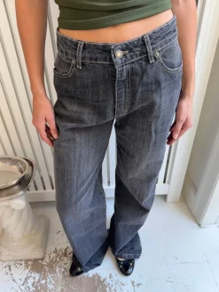 Alaia lavtaljede jeans med lyn detalje - Grå denim