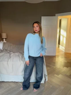 Alaia lavtaljede jeans med lyn detalje - Grå denim