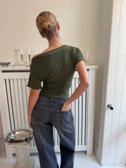 Alaia lavtaljede jeans med lyn detalje - Grå denim