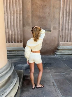 Alette minishorts med striber - Hvid/gul