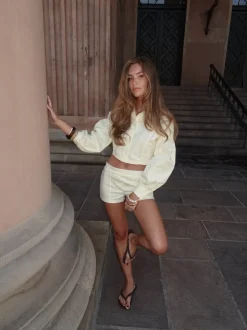 Alette minishorts med striber - Hvid/gul