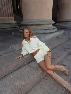 Alette minishorts med striber - Hvid/gul