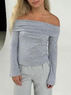 Alicia off-shoulder bluse - Grå
