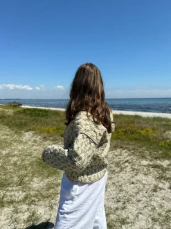 Alisa mønstret quiltet jakke - Grøn/beige