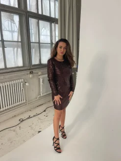Althea pallietkjole - brun