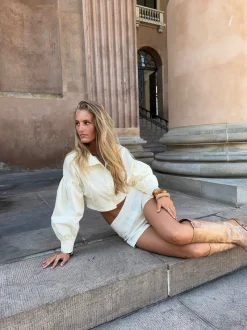 Aluna jakke med striber - Hvid/gul