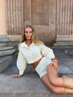 Aluna jakke med striber - Hvid/gul