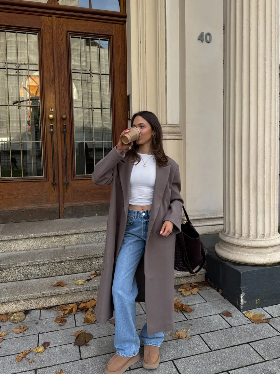 Alva oversized frakke - Taupe