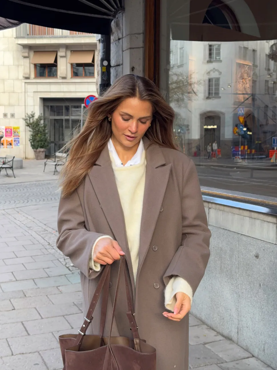 Alva oversized frakke - Taupe