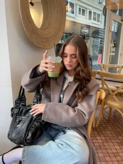 Alva oversized frakke - Taupe