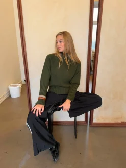 Alyssa striktrøje med turtleneck - Grøn