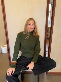 Alyssa striktrøje med turtleneck - Grøn