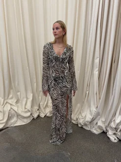 Amy kjole i zebraprint - Sort/hvid