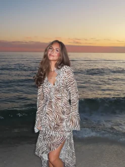 Amy kjole i zebraprint - Sort/hvid