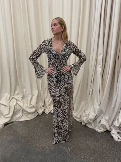 Amy kjole i zebraprint - Sort/hvid