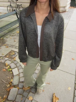 Ana herringbone bomberjakke - Brun
