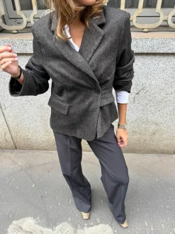Anahita kort blazer - Mørkebrun/Sort