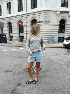 Andrea shorts med striber - Grøn/hvid