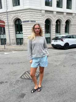 Andrea shorts med striber - Grøn/hvid