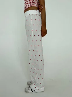Ane pyjamas bukser med hjerter - Hvid