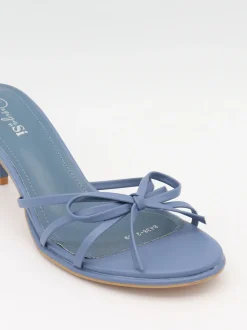 Anna mules med sløjfedetalje - Støvet blå