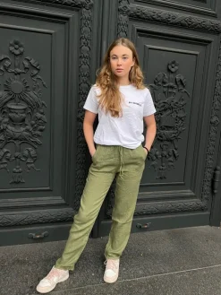 Anna Olympia hør bukser - Kaki