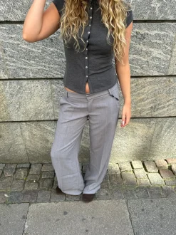 Anna Olympia lavtaljede suit bukser - Grå