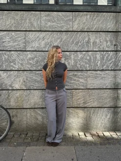 Anna Olympia lavtaljede suit bukser - Grå