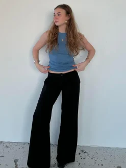 Anna Olympia wide leg suit pants - Sort
