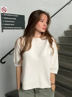 Arabella strikket t-shirt - Beige