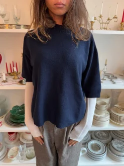Arabella strikket t-shirt - Navy