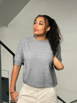 Arabella strikket t-shirt - Grå