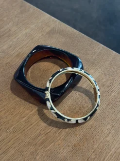 Arna armbånd med blomster - Sort/guld