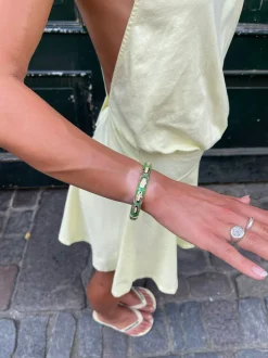 Arna armbånd med mønster - Grøn/guld