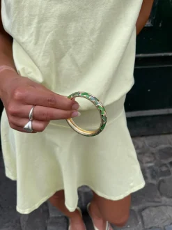 Arna armbånd med mønster - Grøn/guld