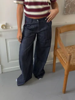 Astrid jeans med detaljer - Navy/rød