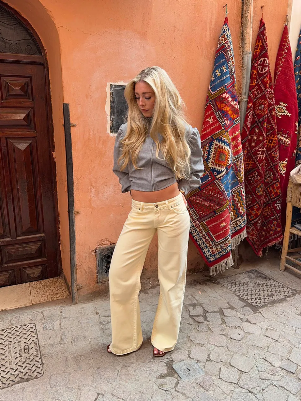 Audrena lavtaljede jeans - Gul