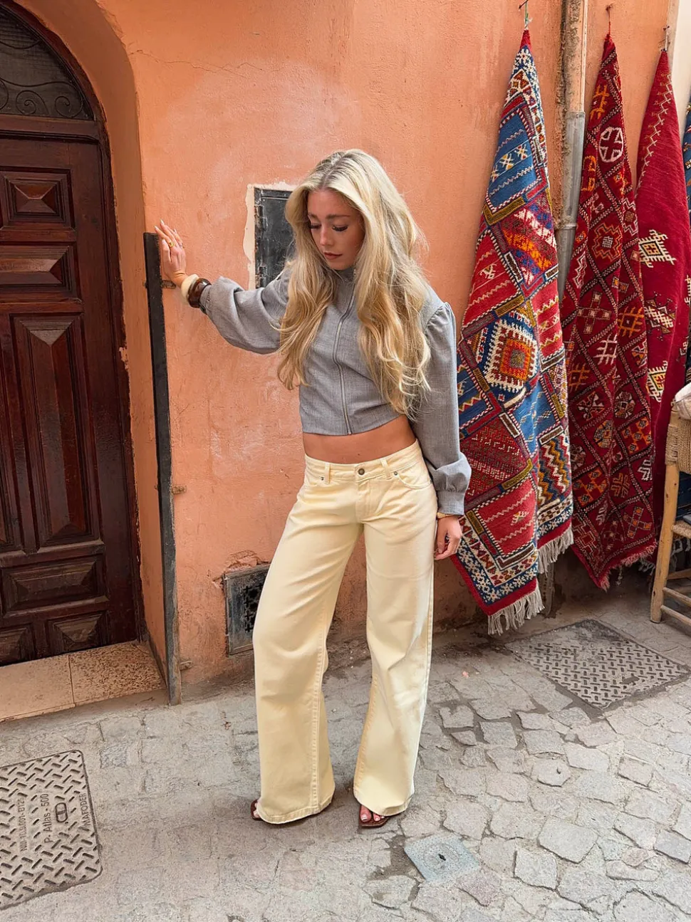 Audrena lavtaljede jeans - Gul