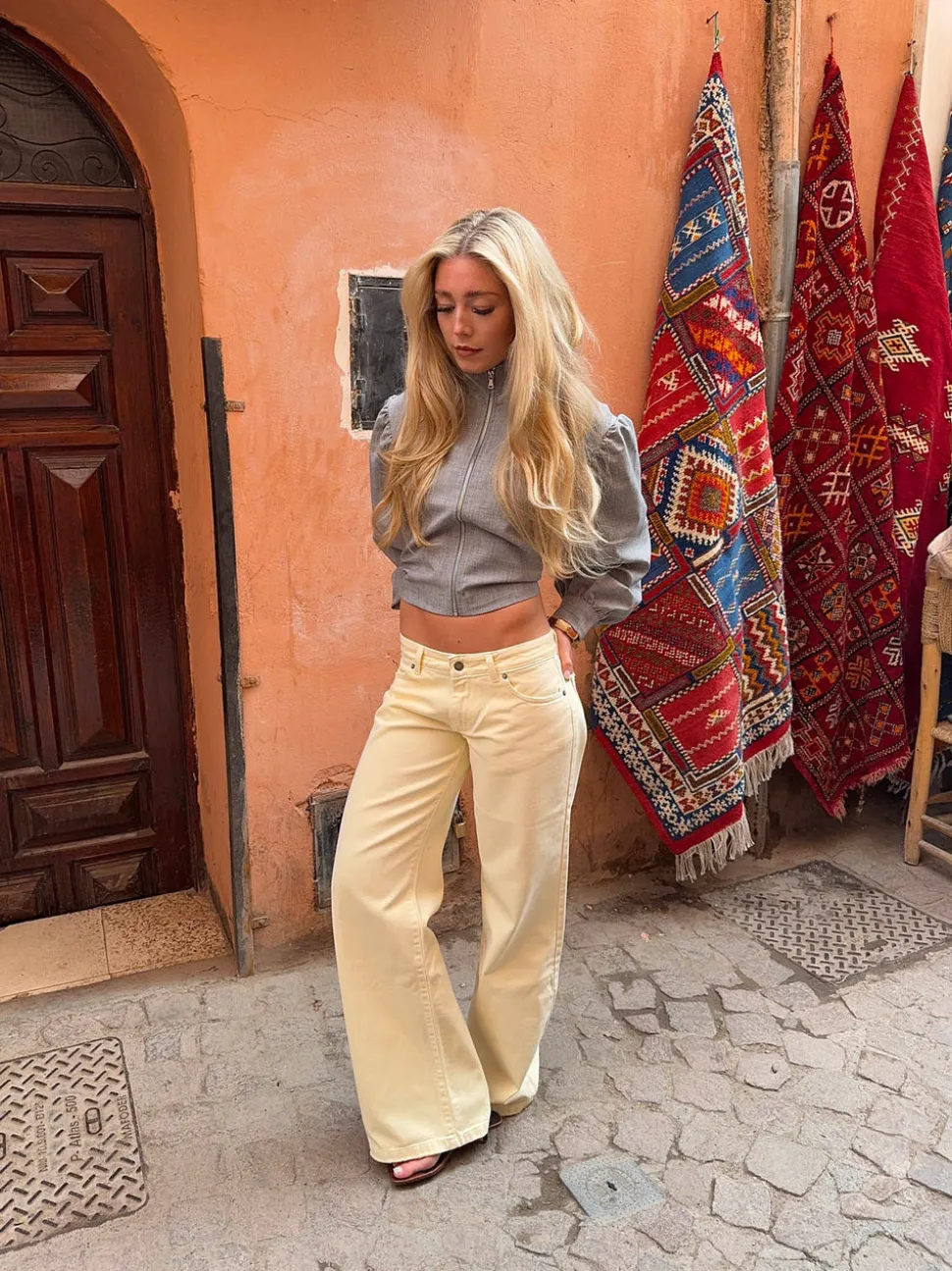 Audrena lavtaljede jeans - Gul