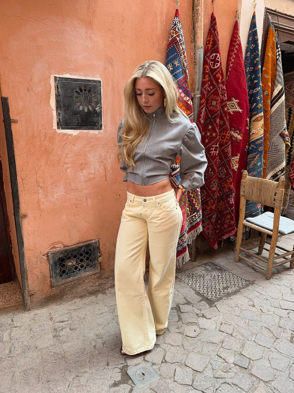 Audrena lavtaljede jeans - Gul