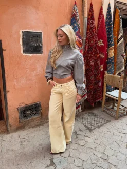 Audrena lavtaljede jeans - Gul